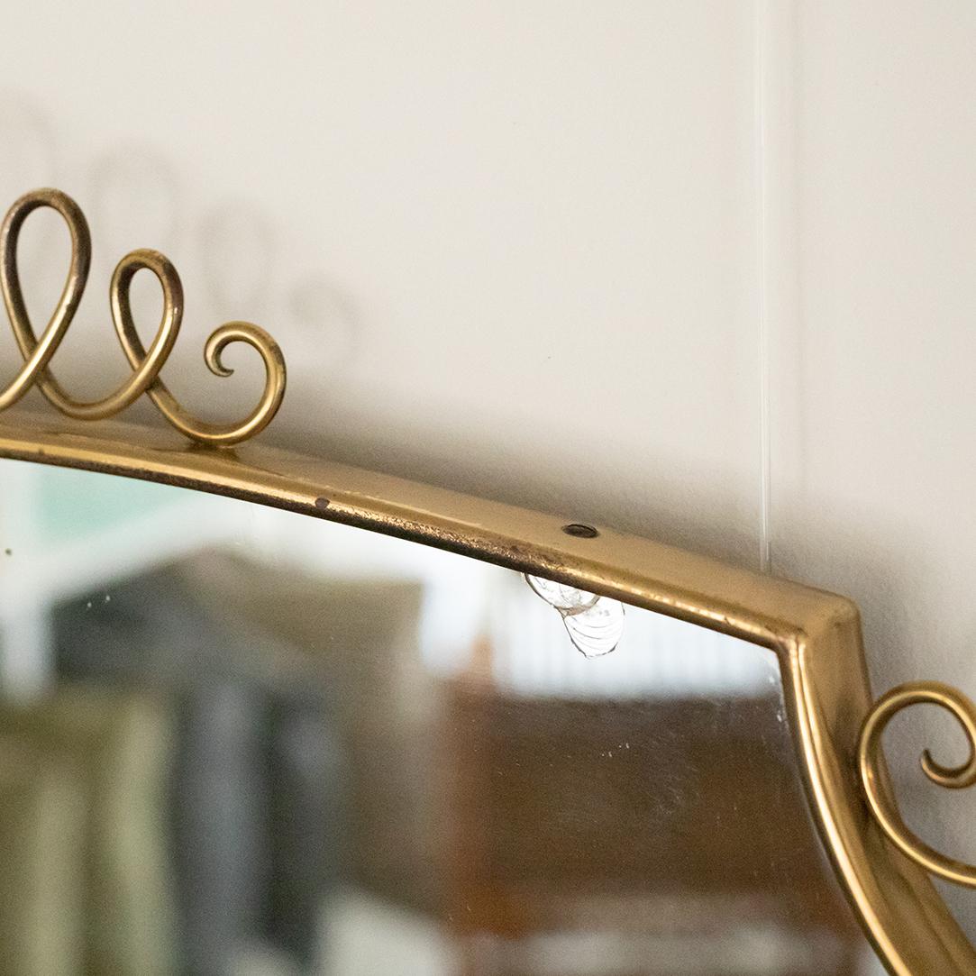 1950s Italian Brass Shield Mirror with Loop Detail 2