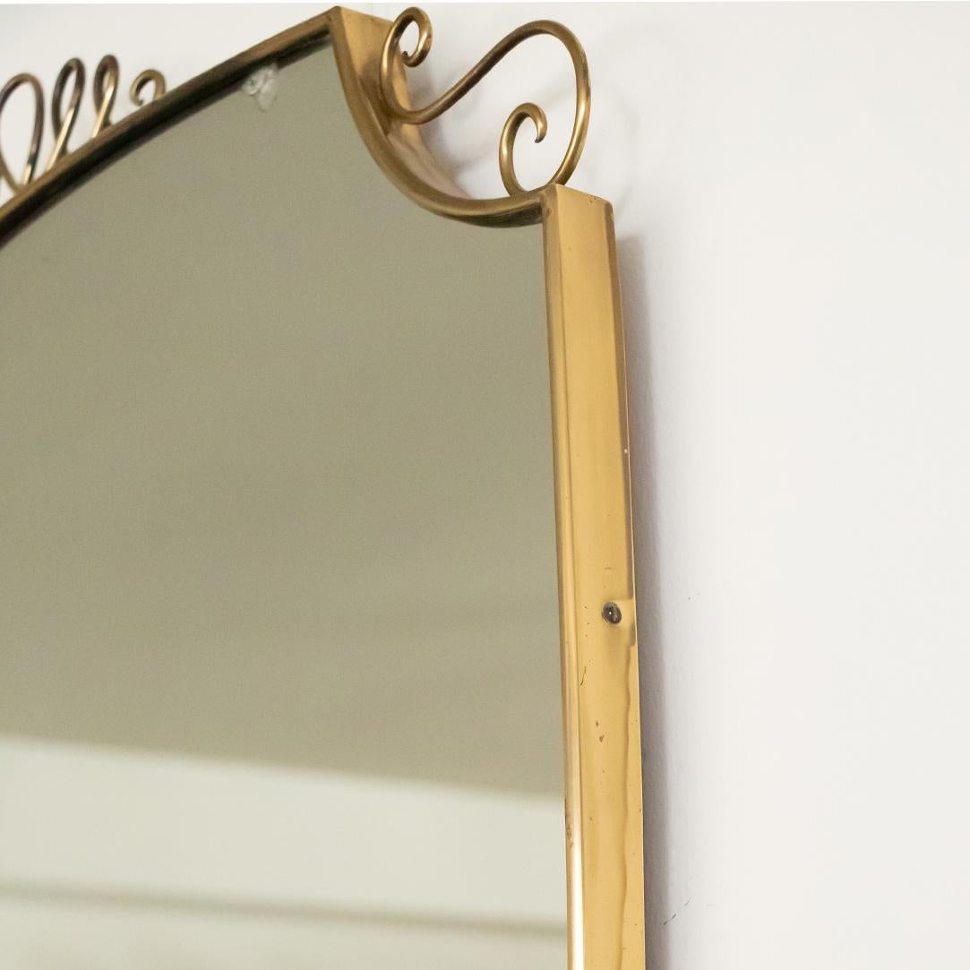 1950s Italian Brass Shield Mirror with Loop Detail 3