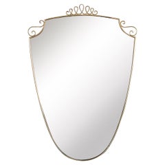 1950s Italian Brass Shield Mirror with Loop Detail