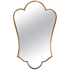 1950s Italian Brass Shield Shaped Mirror