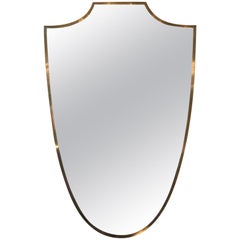 1950s Italian Brass Shield Shaped Mirror