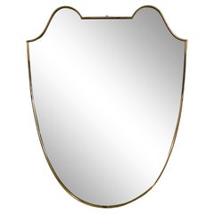 Retro 1950s Italian Brass Shield Shaped Mirror