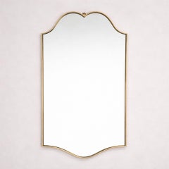 1950s Italian Brass Shield Shaped Mirror in the Style of Gio Ponti