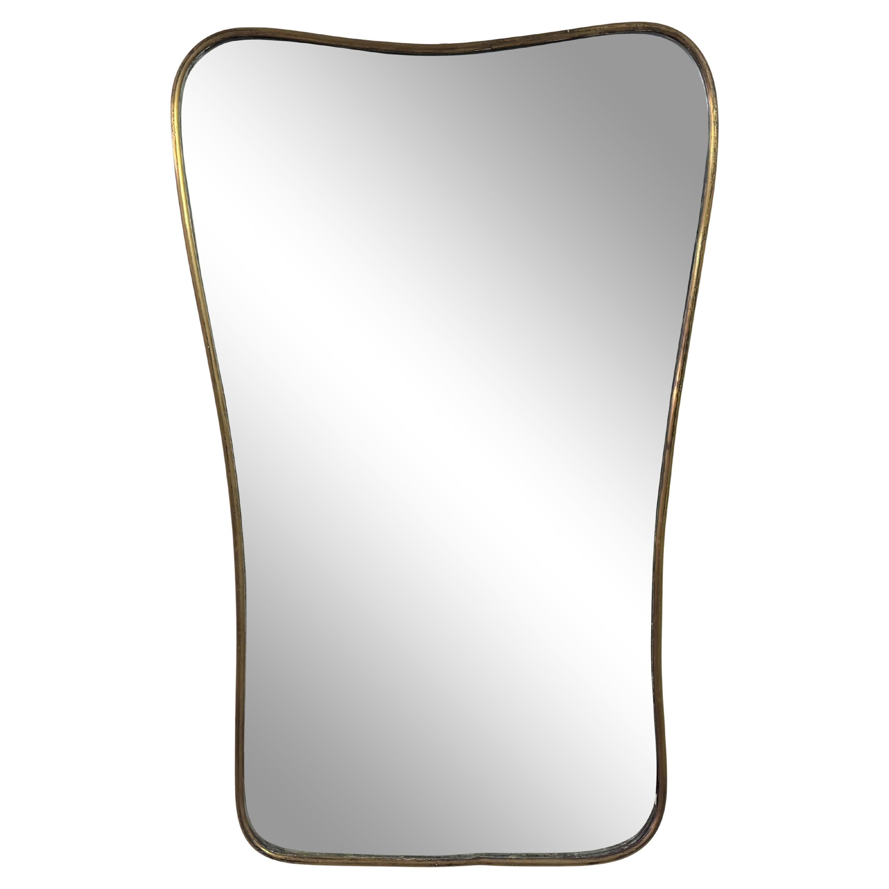 1950s Italian Brass Wall Mirror