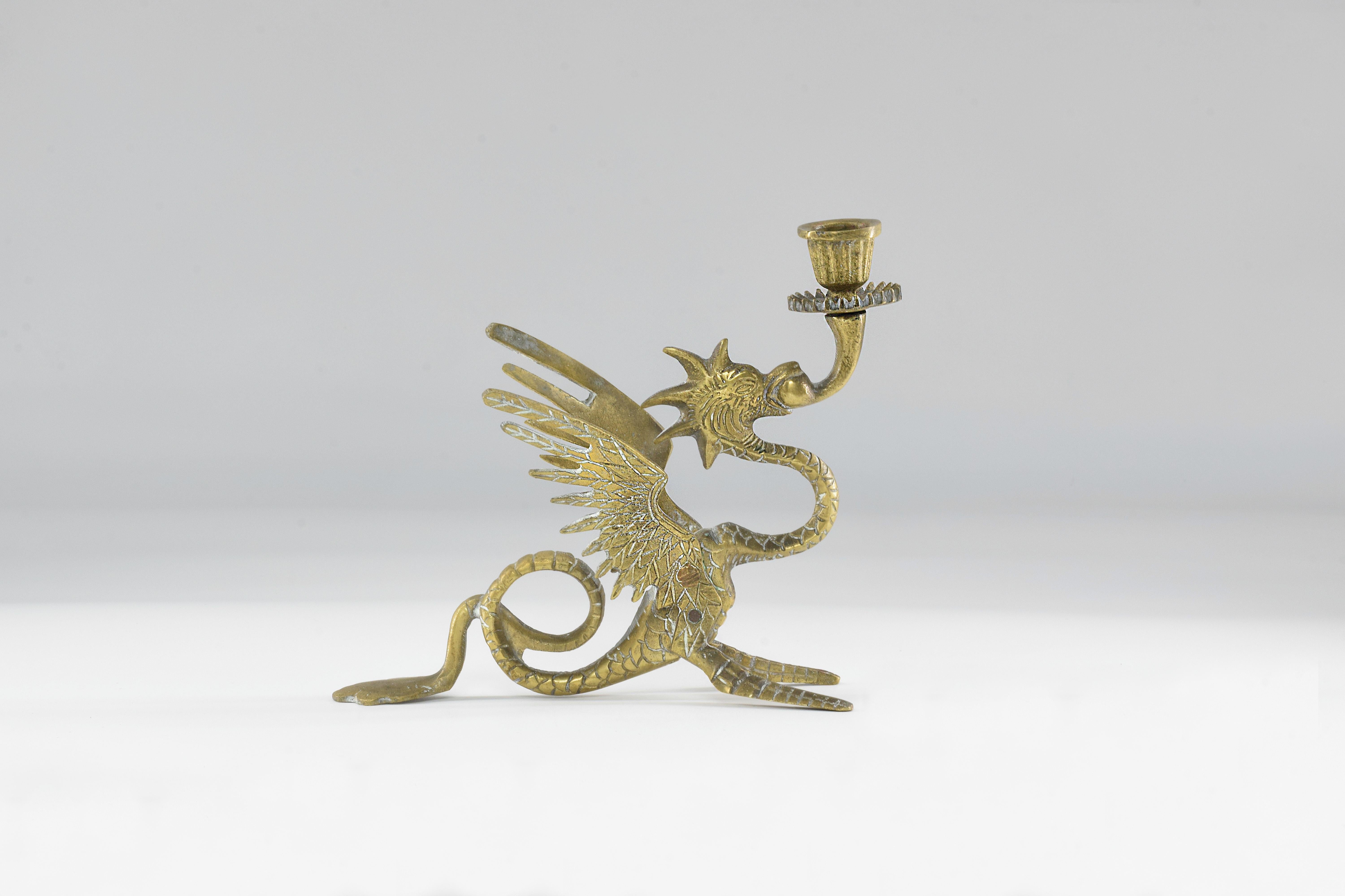1950's Italian Bronze Dragon Candlesticks 1