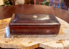 1950s Italian Brown Leather Jewelry or Desk Box, Florence