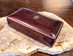 1950s Italian Brown Leather Jewelry or Desk Box, Florence