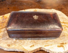 1950s Italian Brown Leather Jewelry or Desk Box, Florence