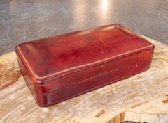 1950s Italian Burgundy Leather Jewelry or Desk Box, Florence