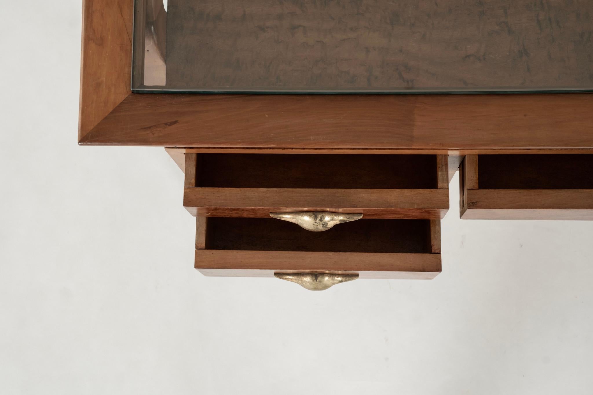 1950s Italian Burl Maple Desk For Sale 4