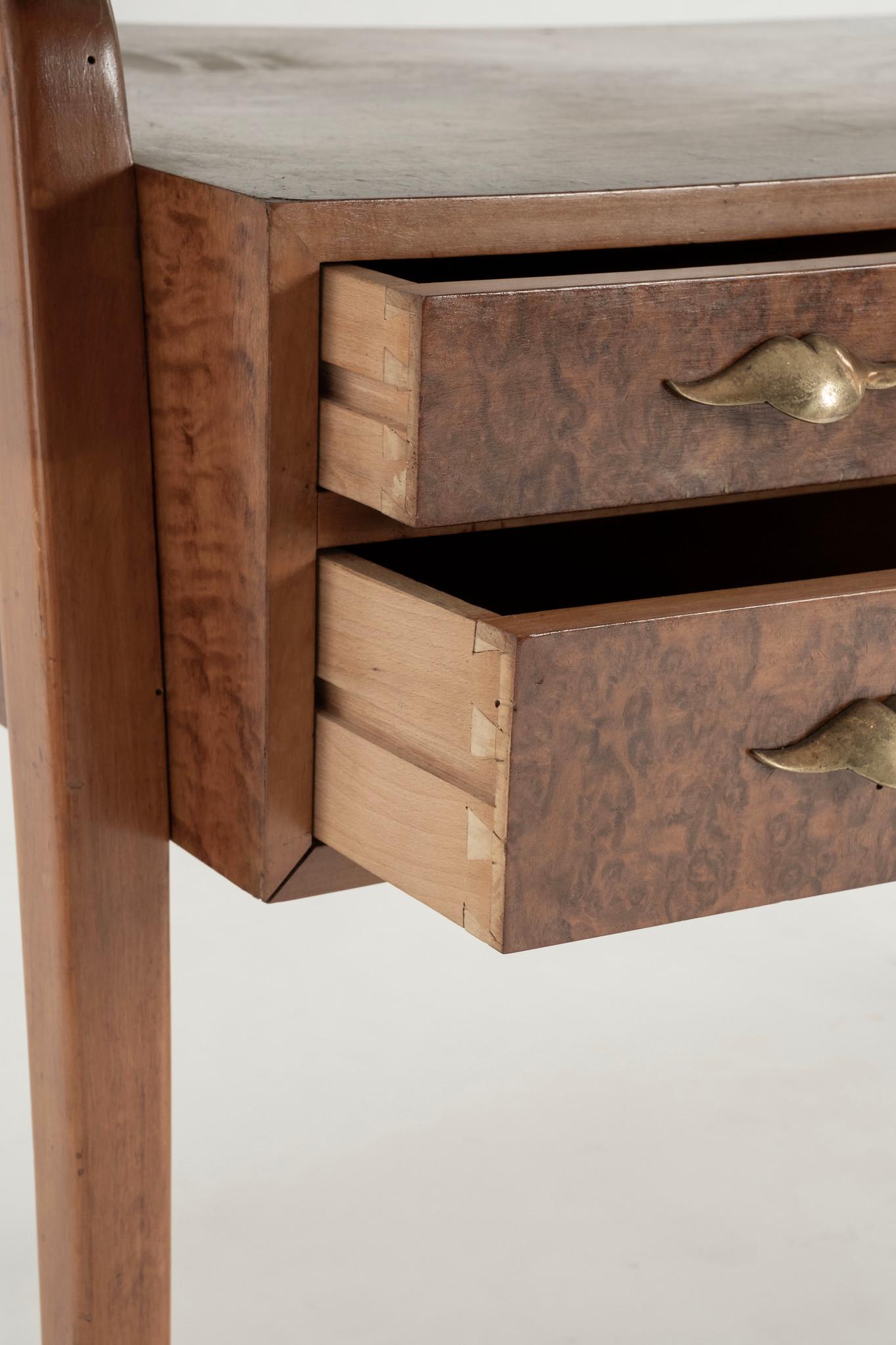 1950s Italian Burl Maple Desk For Sale 6