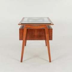 1950s Italian Burl Maple Desk