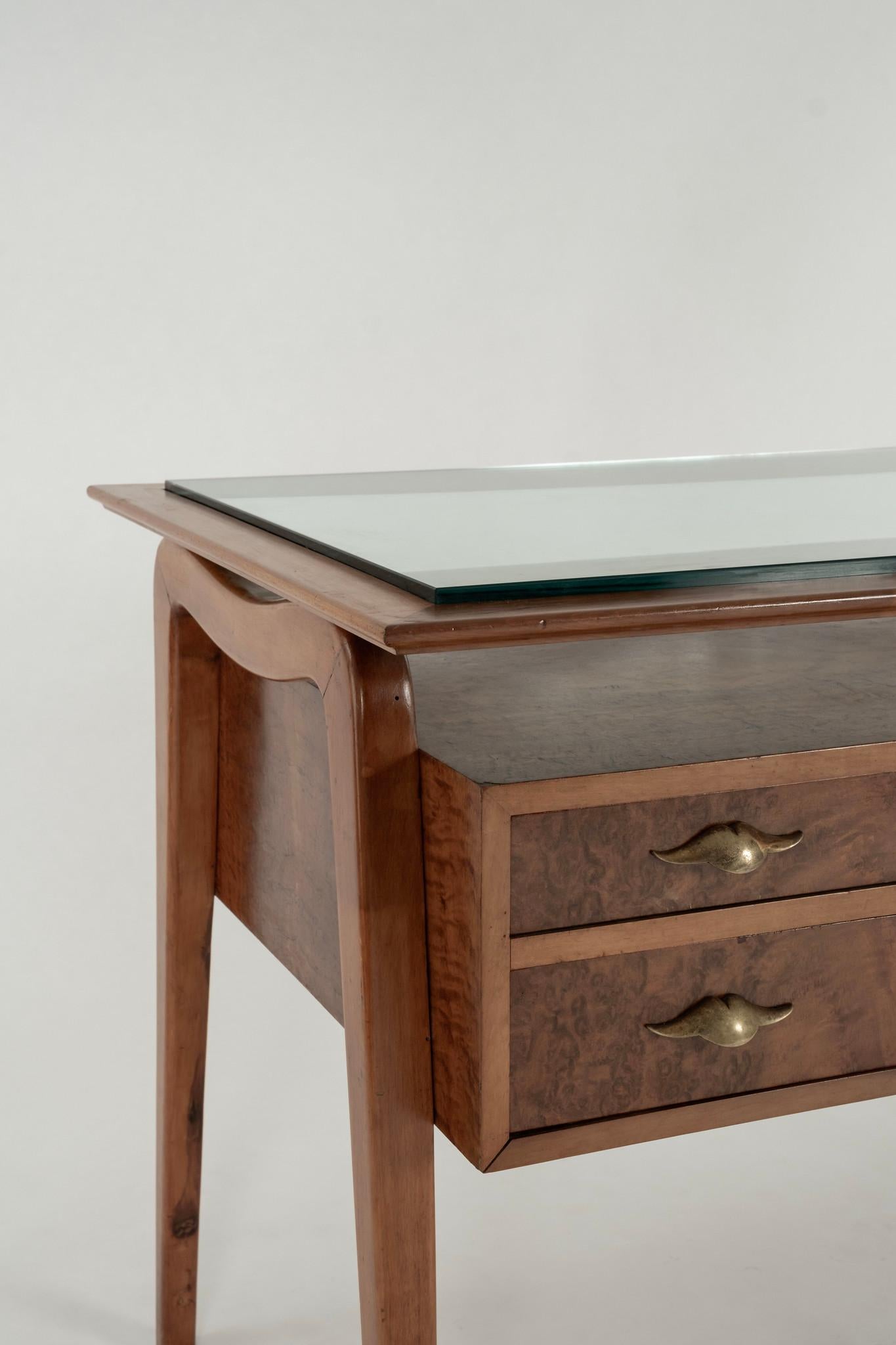 1950s Italian Burl Maple Desk For Sale 2