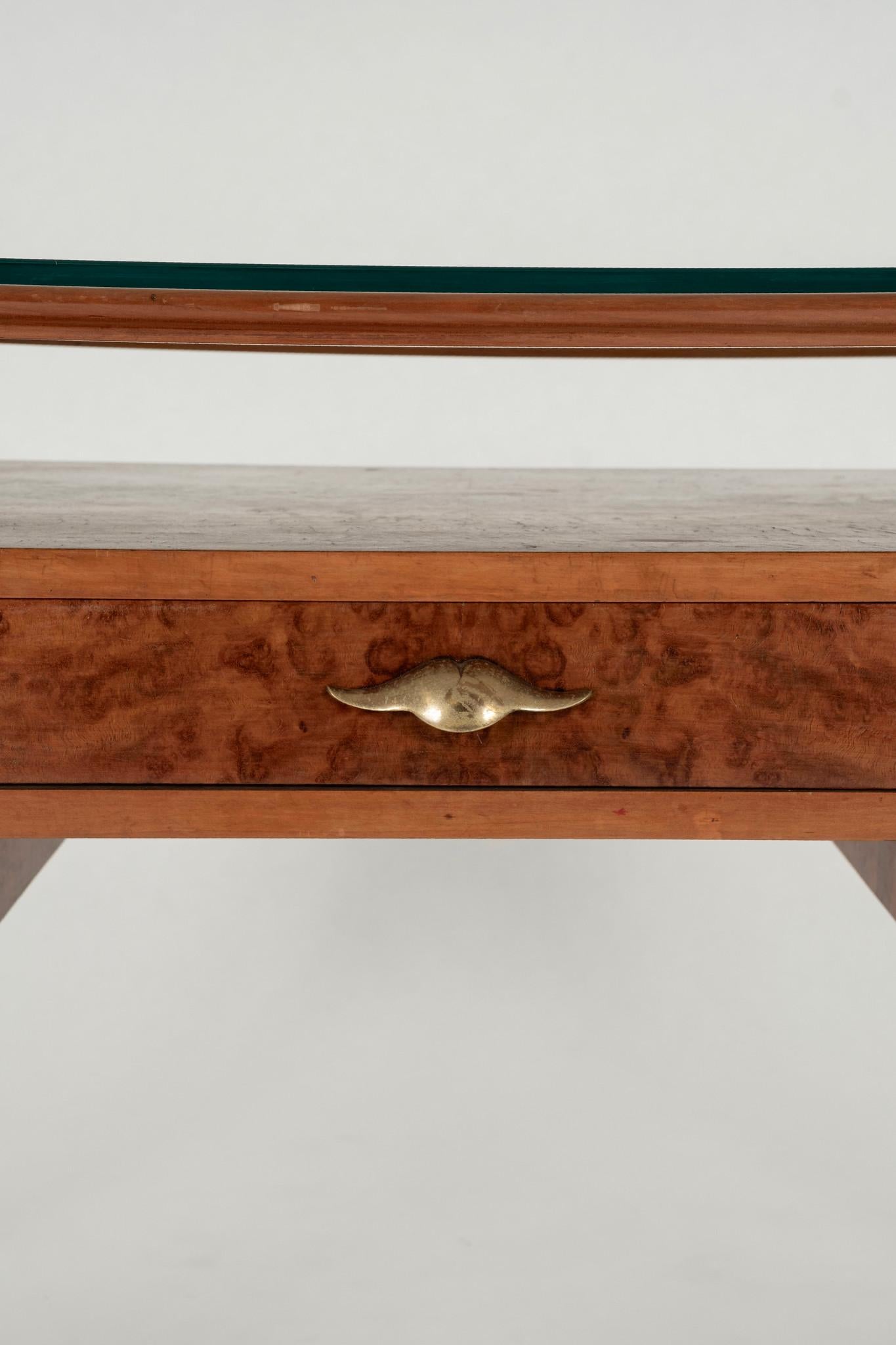 1950s Italian Burl Maple Desk For Sale 3