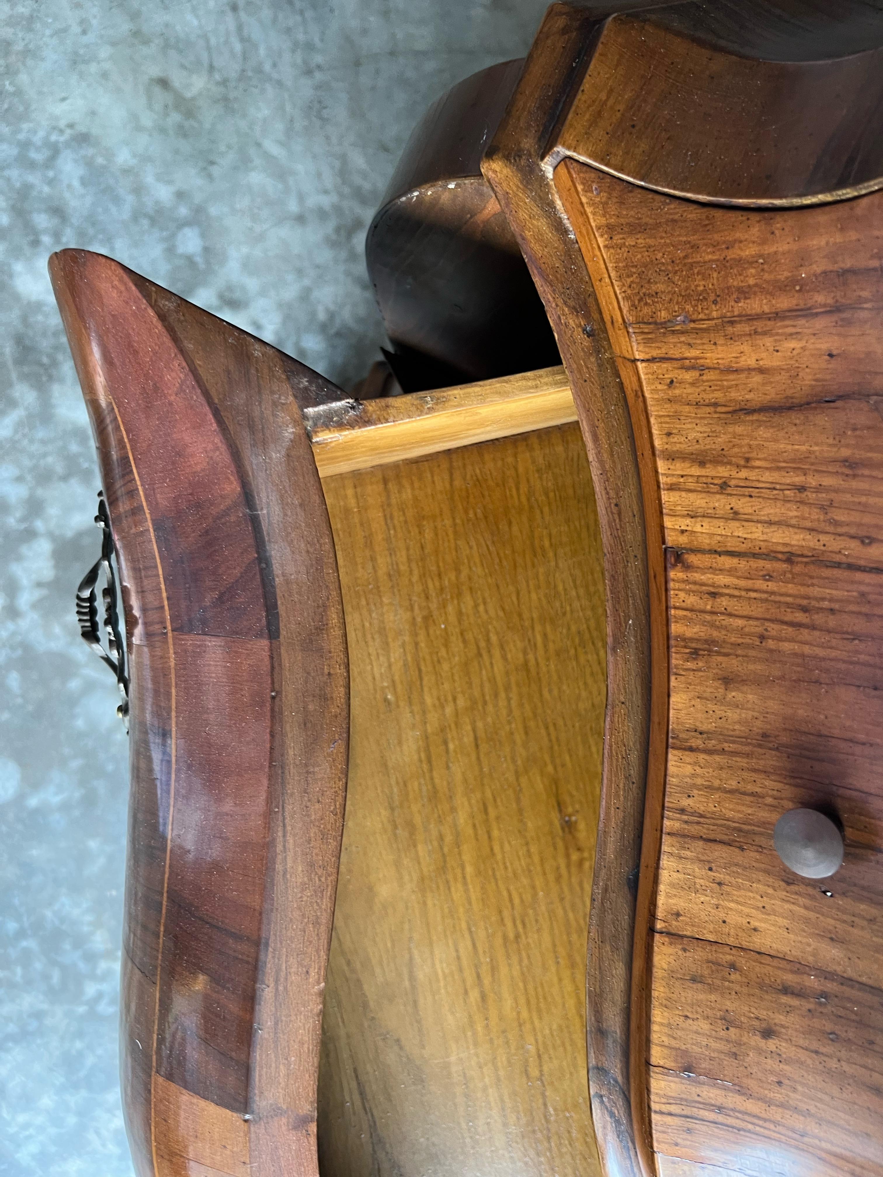 1950S Italian Burl Walnut Inlaid French Louis XV Style Marble Top Chests, Pair 1