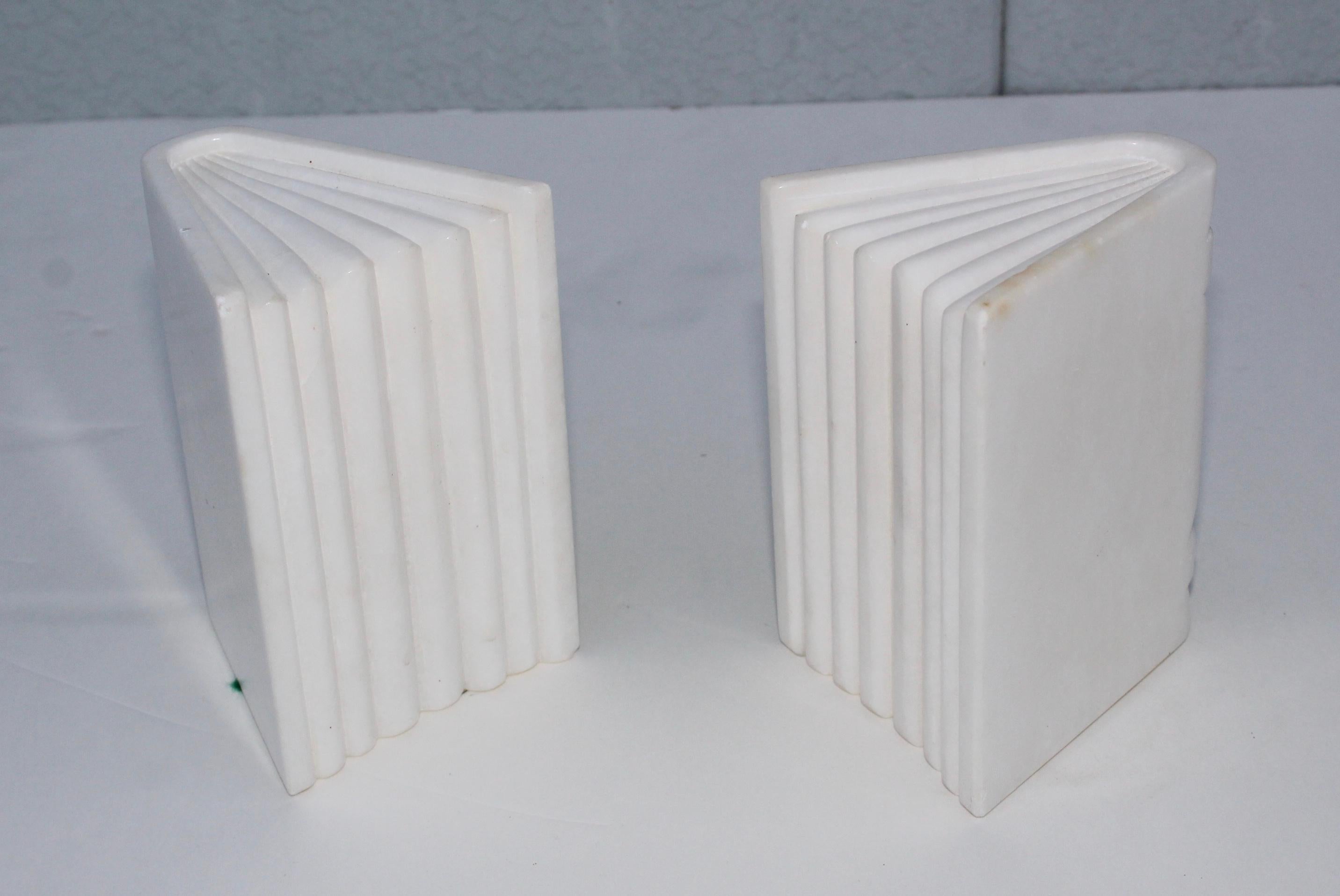 1950s carved marble Italian bookends.