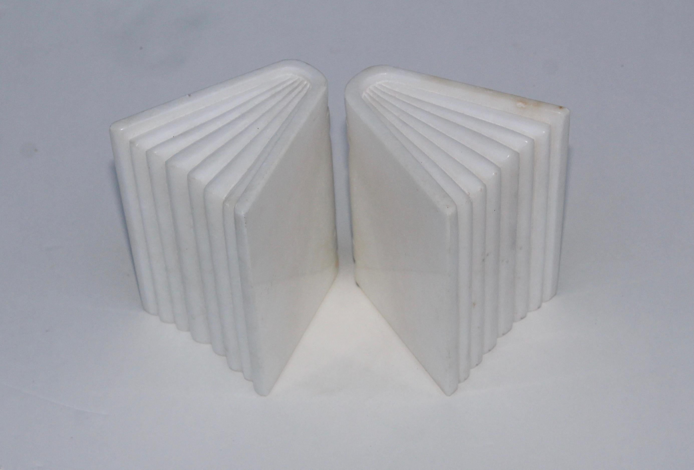 Mid-Century Modern 1950s Italian Carrara Marble Bookends