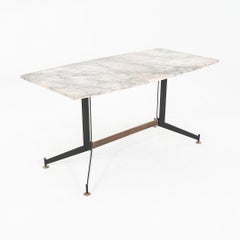 1950s Italian Carrara Marble Dining Table/Desk with Bronze Ignazio Gardella