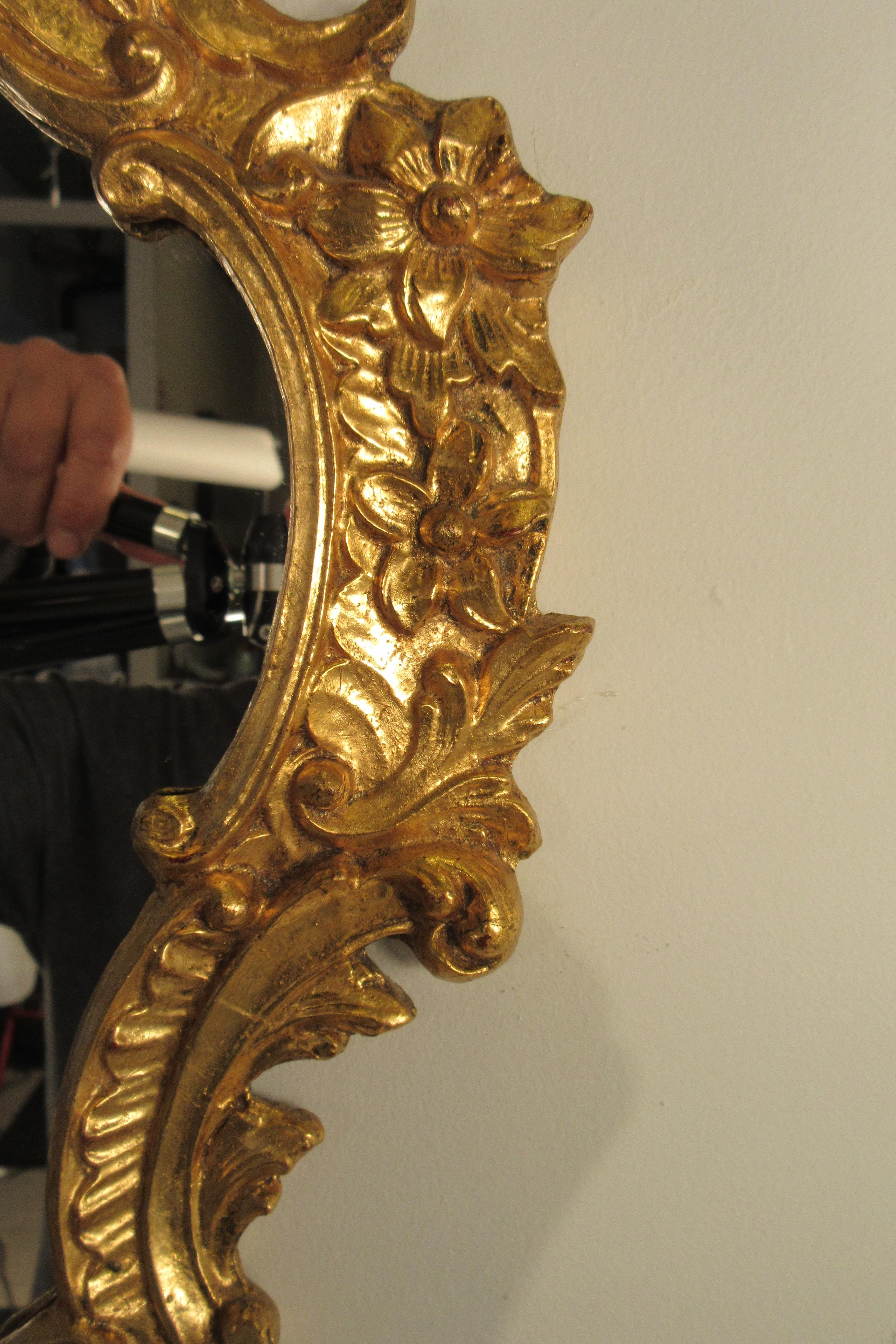 Mid-20th Century 1950s Italian Carved Wood Gilt Mirror