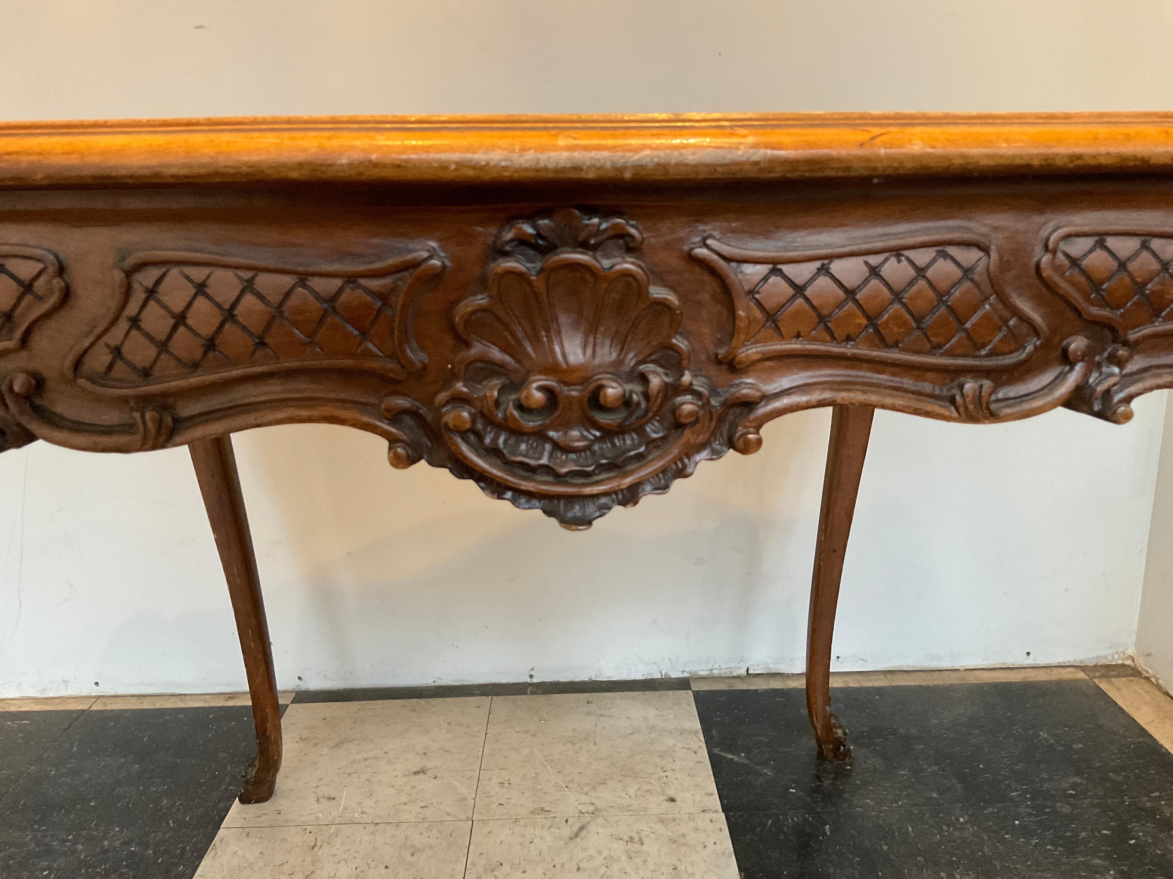 1950s Italian Carved Wood Rococo Game Table For Sale 3