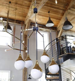 1950's Italian Ceiling Lamp with Glass Globes in The Style of Stilnovo