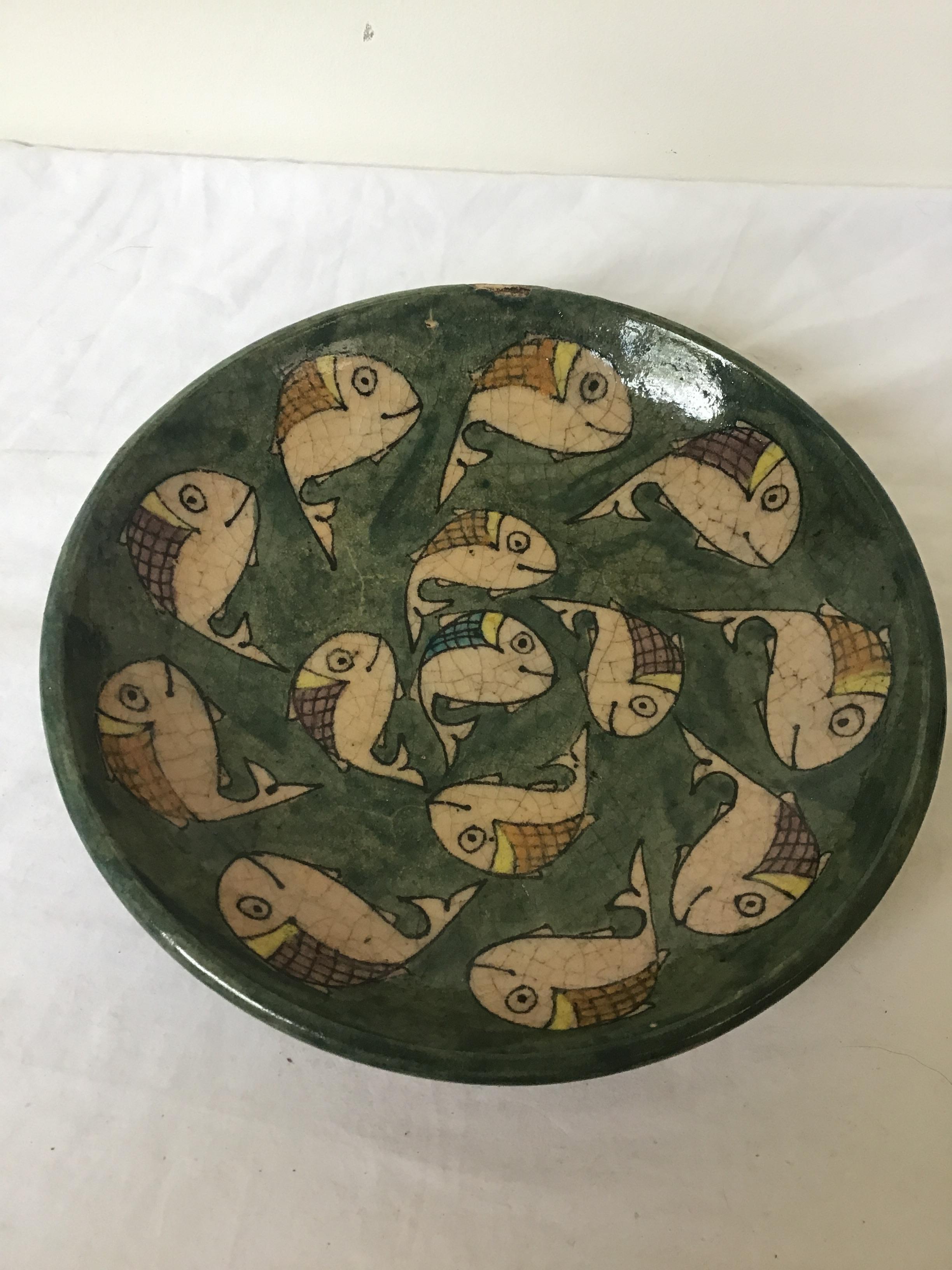 1950s Italian Ceramic Fish Plate In Good Condition In Tarrytown, NY