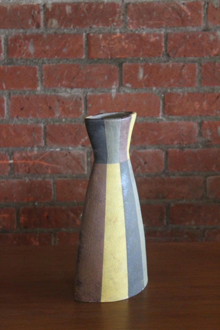 Mid-Century Modern 1950s Italian Ceramic Pottery Vase For Sale