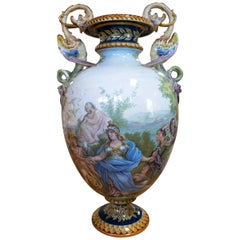 Vintage 1950s Italian Ceramic Vase Decorated with Mythological Paintings