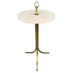 1950s Italian Cesare Lacca Brass and Marble Drinks Table Mid Century