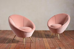 1950's Italian Pink Velvet Chairs