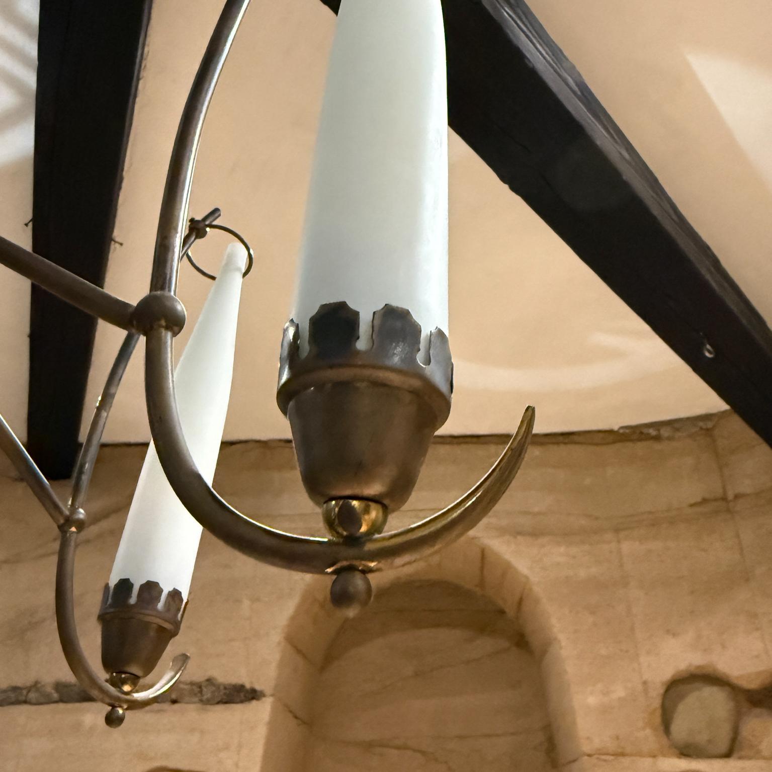 1950s Five Arm Italian Brass Chandelier Italy For Sale 5