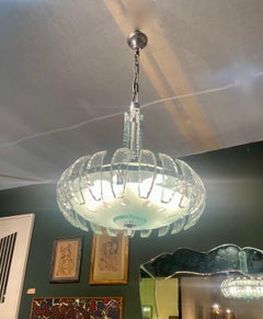 1950s Italian Chandelier in the style of Fontana Arte and Pietro Chiesa