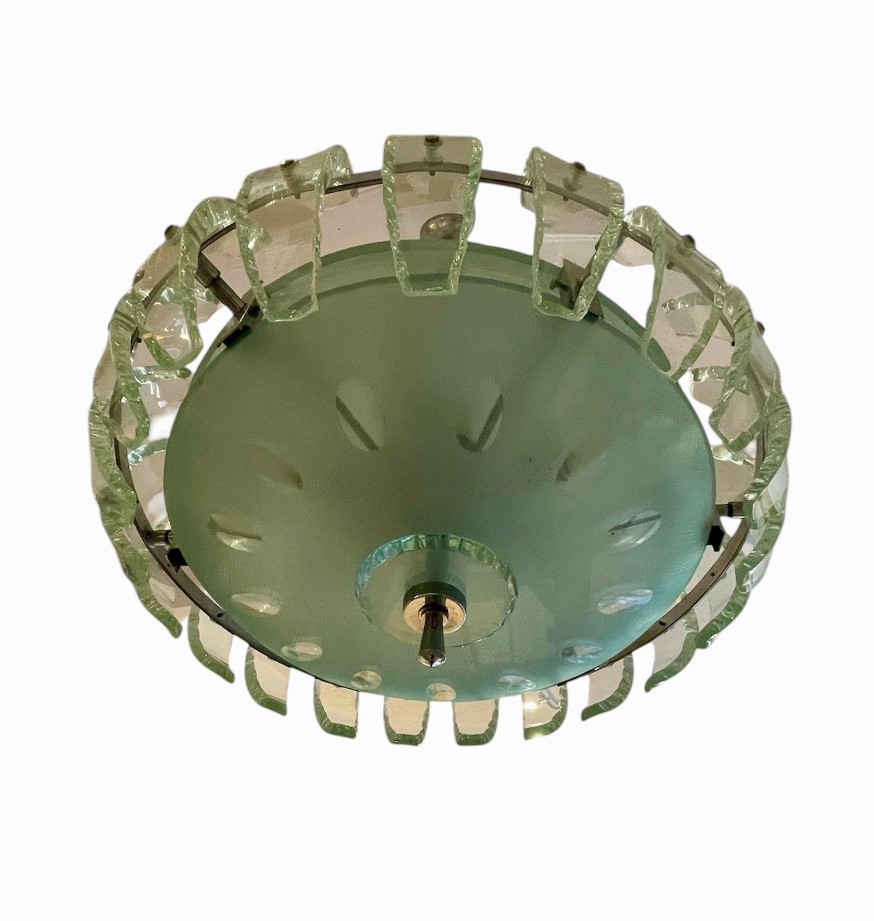 The 1950s Italian Chandelier in the style of Fontana Arte and Pietro Chiesa im Zustand „Gut“ im Angebot in Oxford, GB