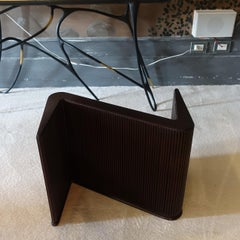 1950's Italian Channeled Palisander Wood Z Shape Side Table Glass Top