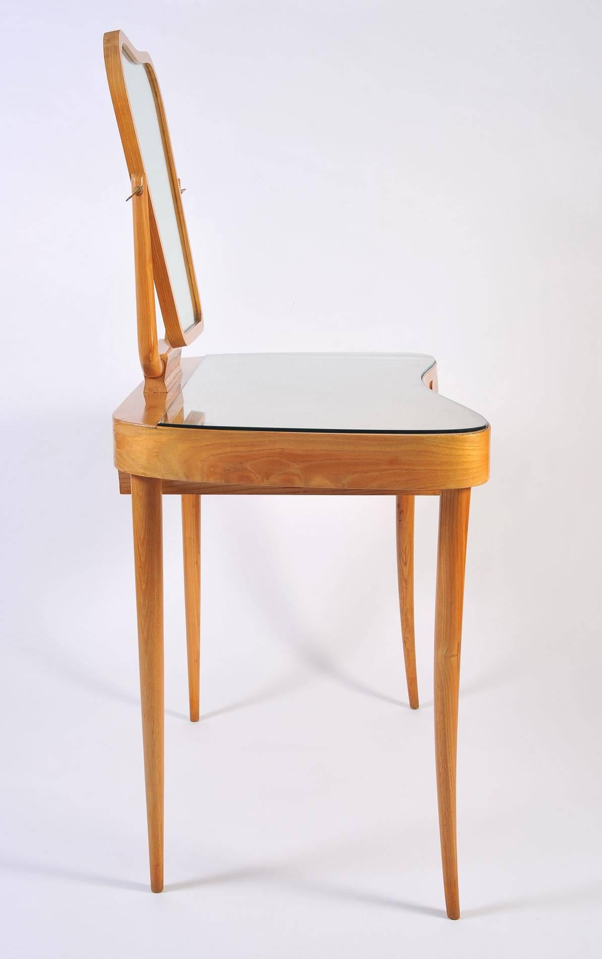 Mid-Century Modern 1950s Italian Cherrywood Dressing Table or Vanity