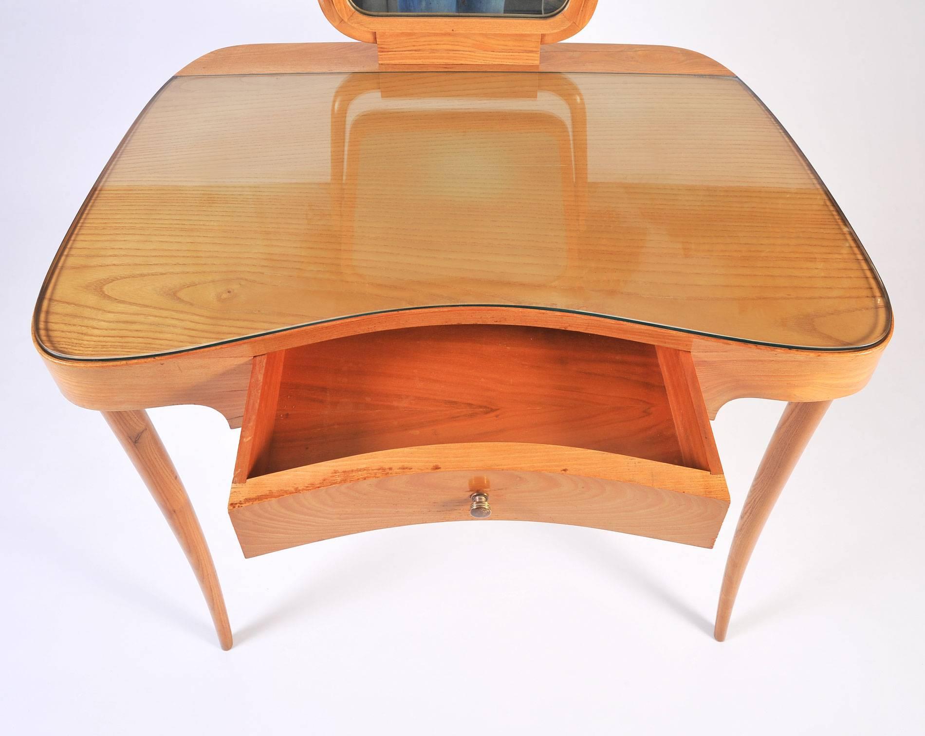 Wood 1950s Italian Cherrywood Dressing Table or Vanity