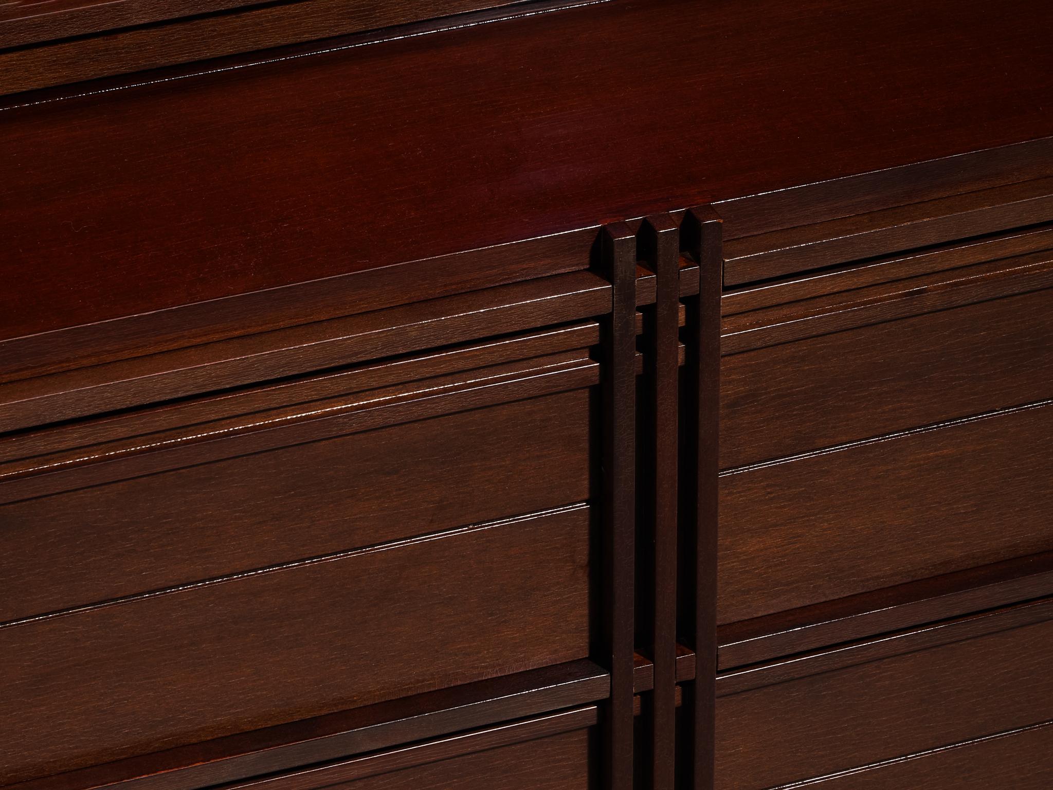 1950s Italian Chest of Drawers in Dark Red Stained Wood For Sale 3