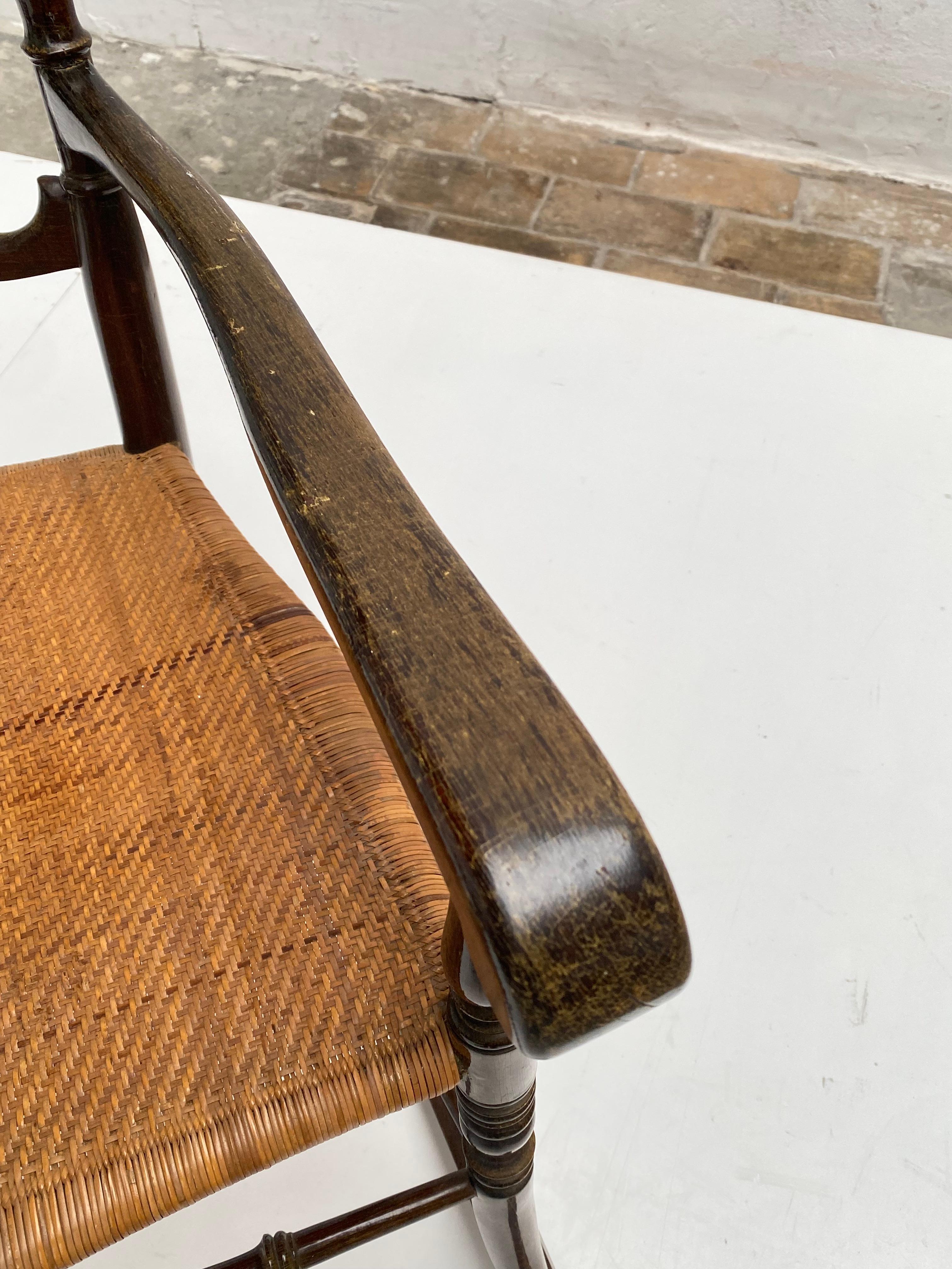 1950s Italian Chiavari Rocking Chair with Original Woven Seat For Sale 4