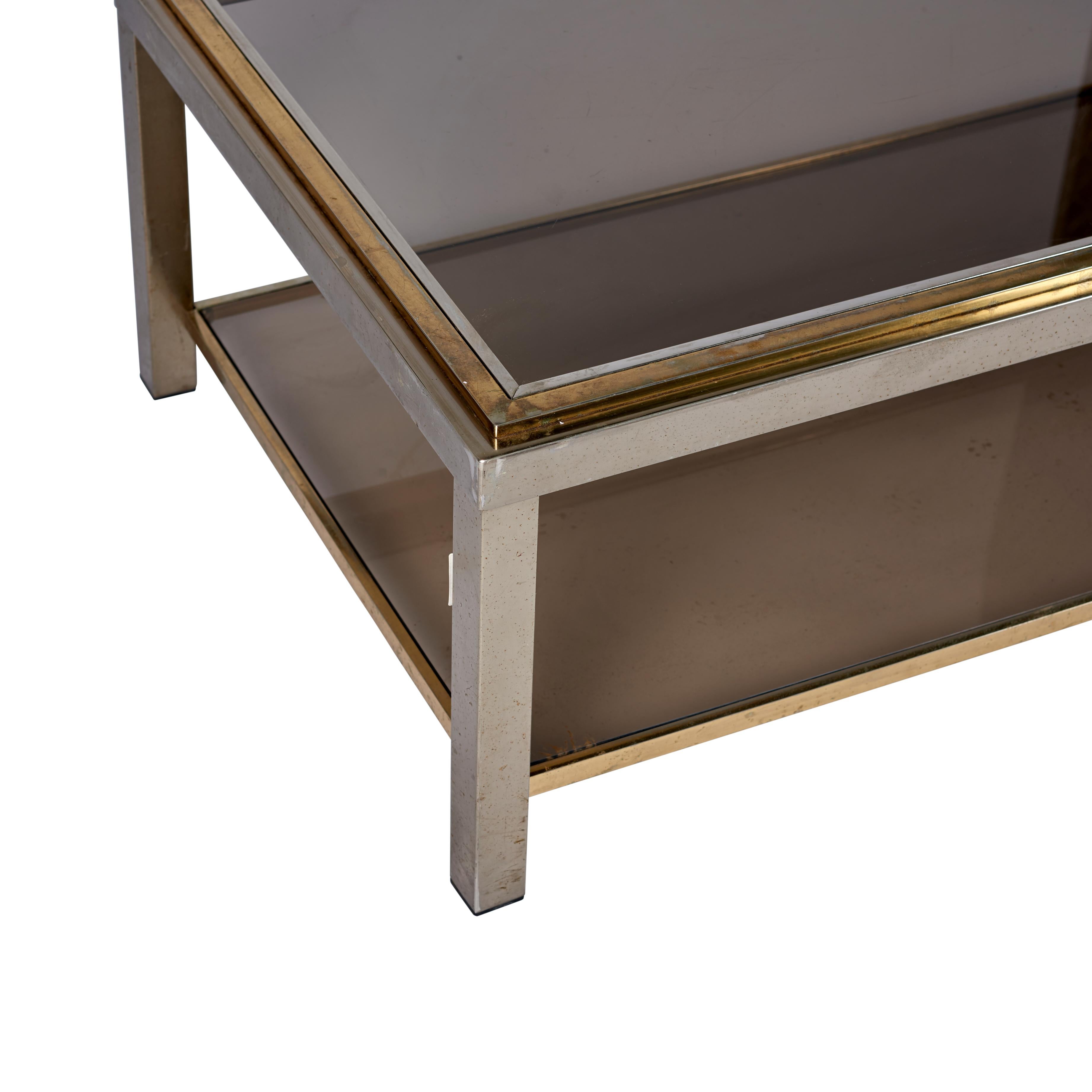20th Century 1950s Italian Chrome and Brass Coffee Table by Willy Rizzo