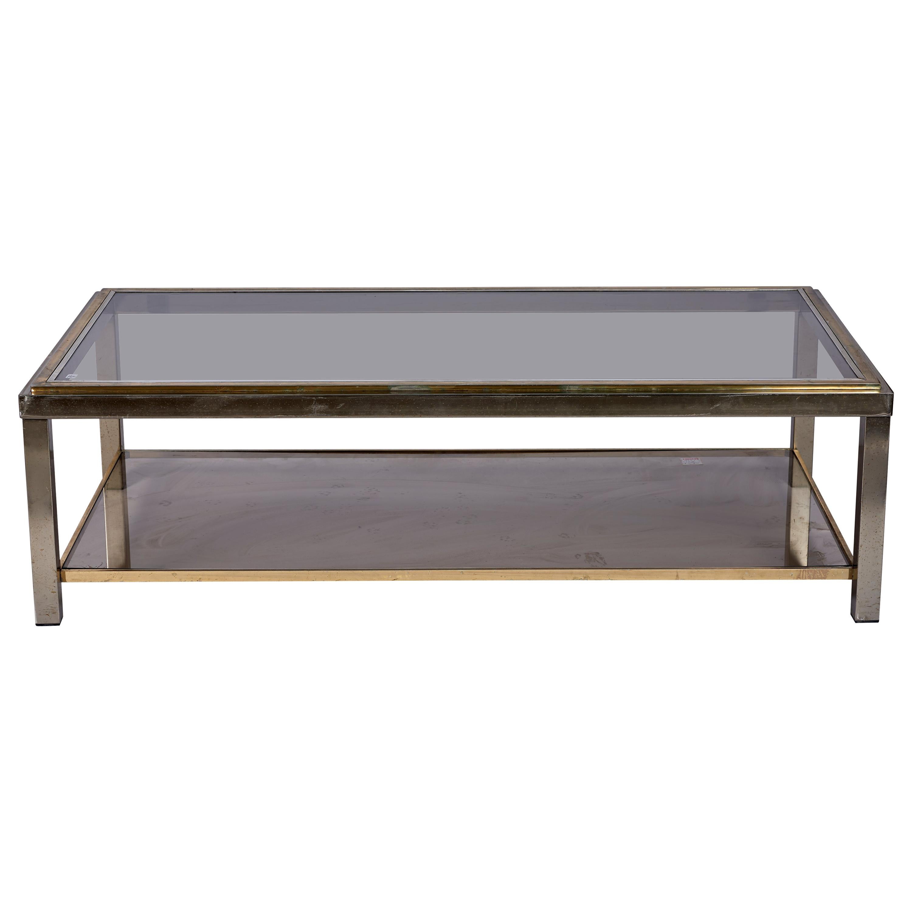 1950s Italian Chrome and Brass Coffee Table by Willy Rizzo