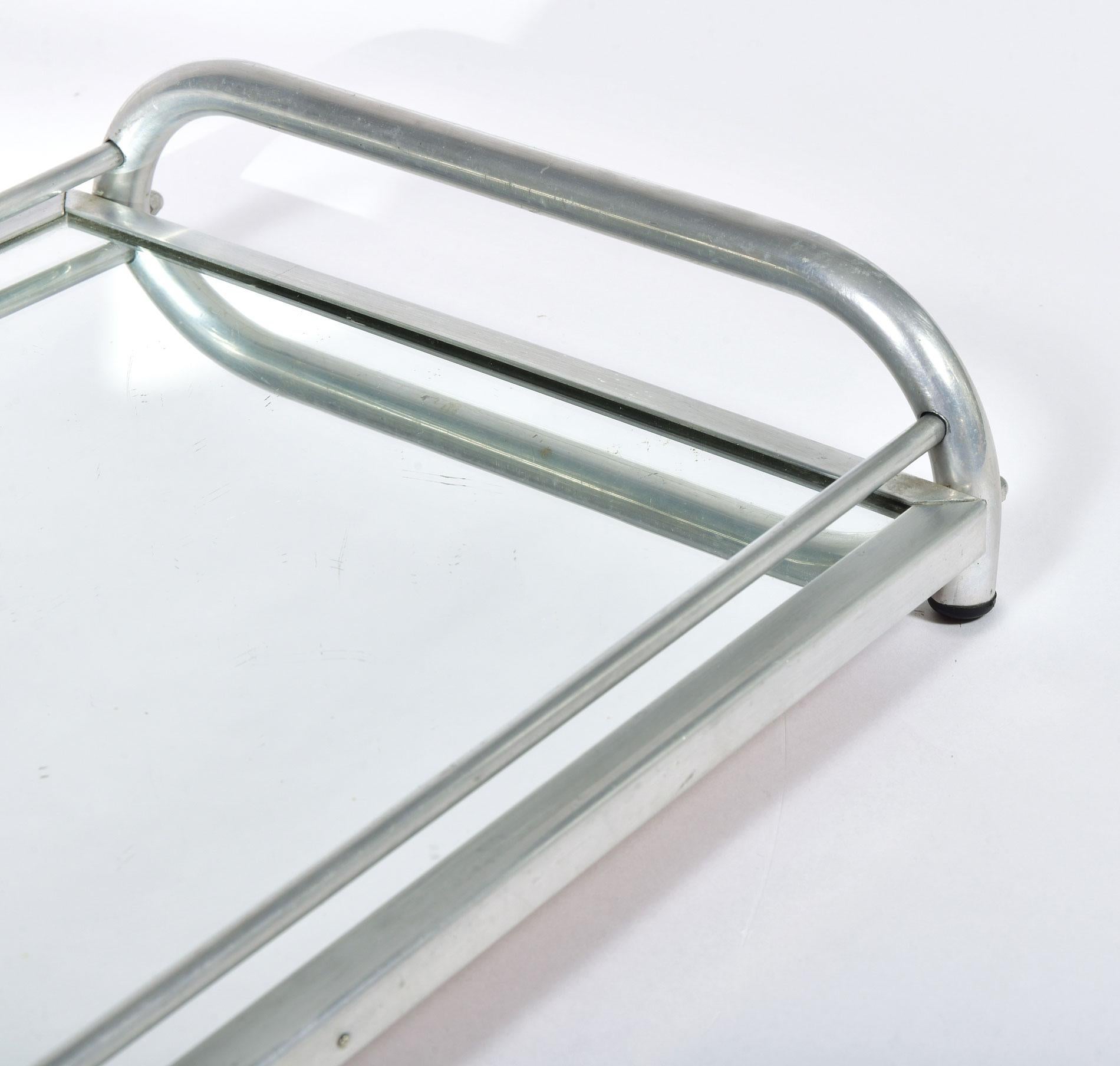 Mid-Century Modern 1950s Italian Chrome and Mirror Tray For Sale