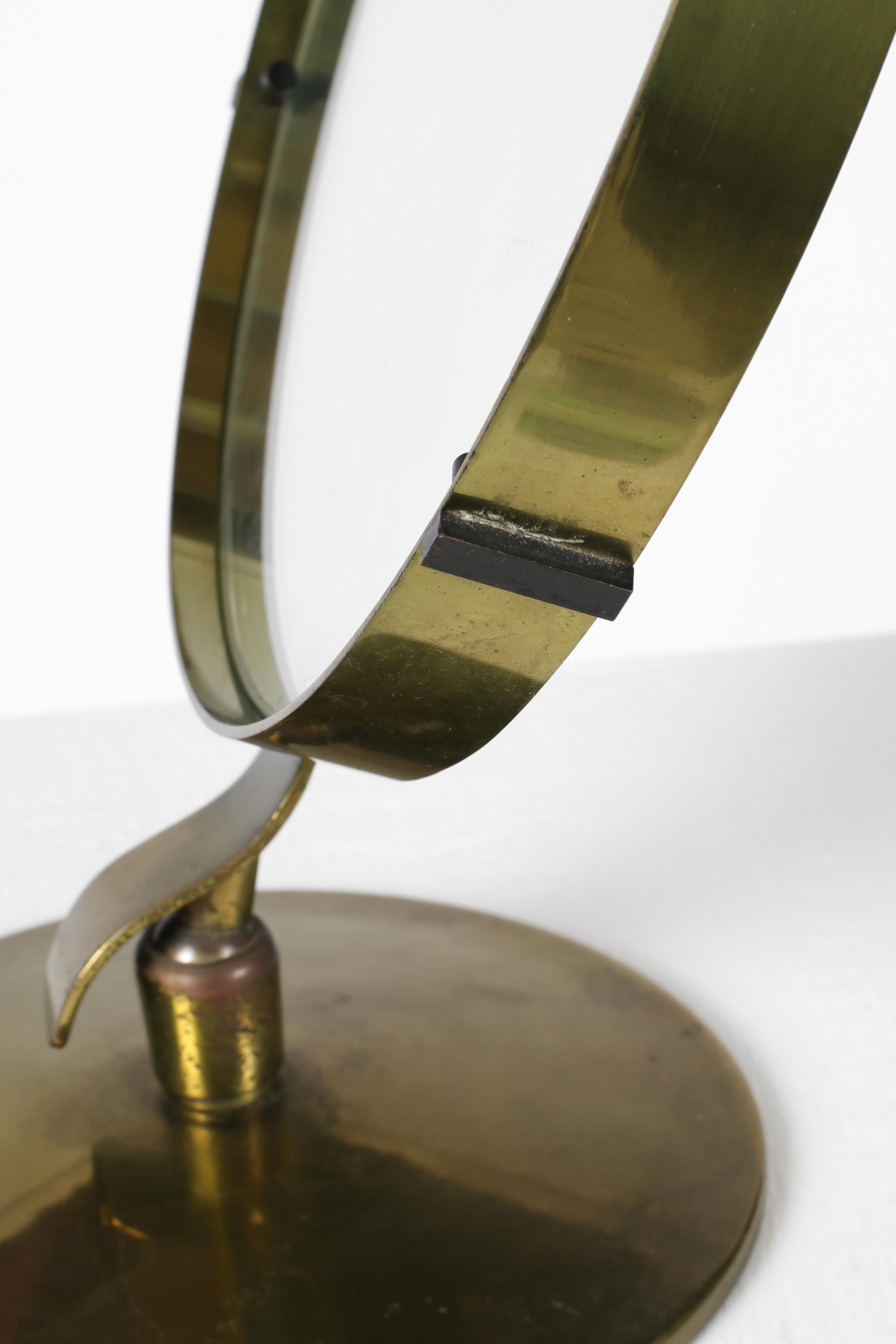 1950s Italian Circular Brass Vanity Table Mirror For Sale 1