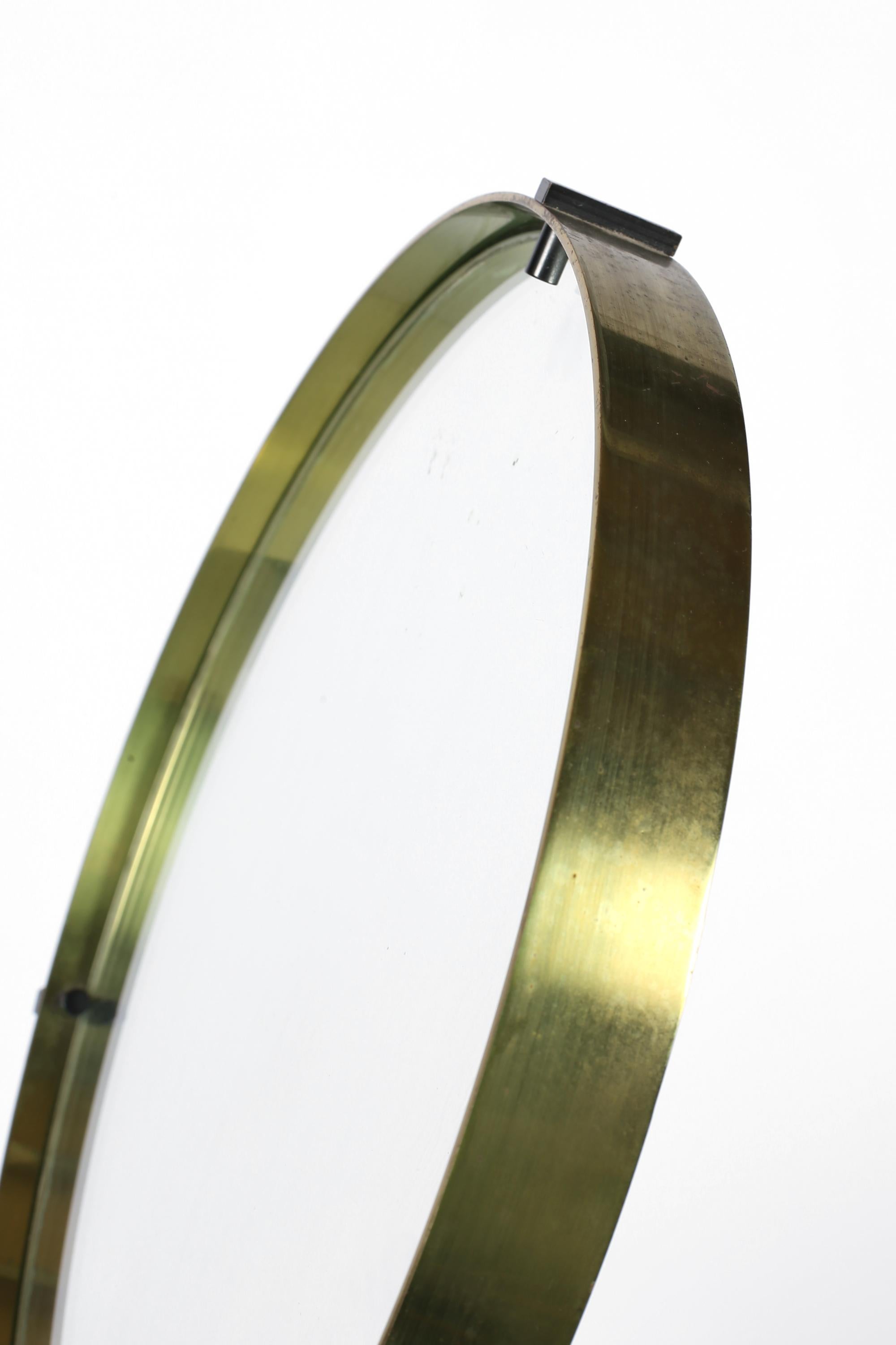1950s Italian Circular Brass Vanity Table Mirror For Sale 3