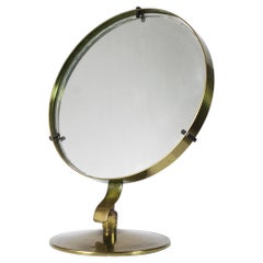 Vintage 1950s Italian Circular Brass Vanity Table Mirror