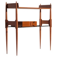 Tavolo da console italiano degli anni '50 in teak e ferro nero