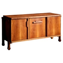 1950s Italian constructivism Walnut studio sideboard or credenza  