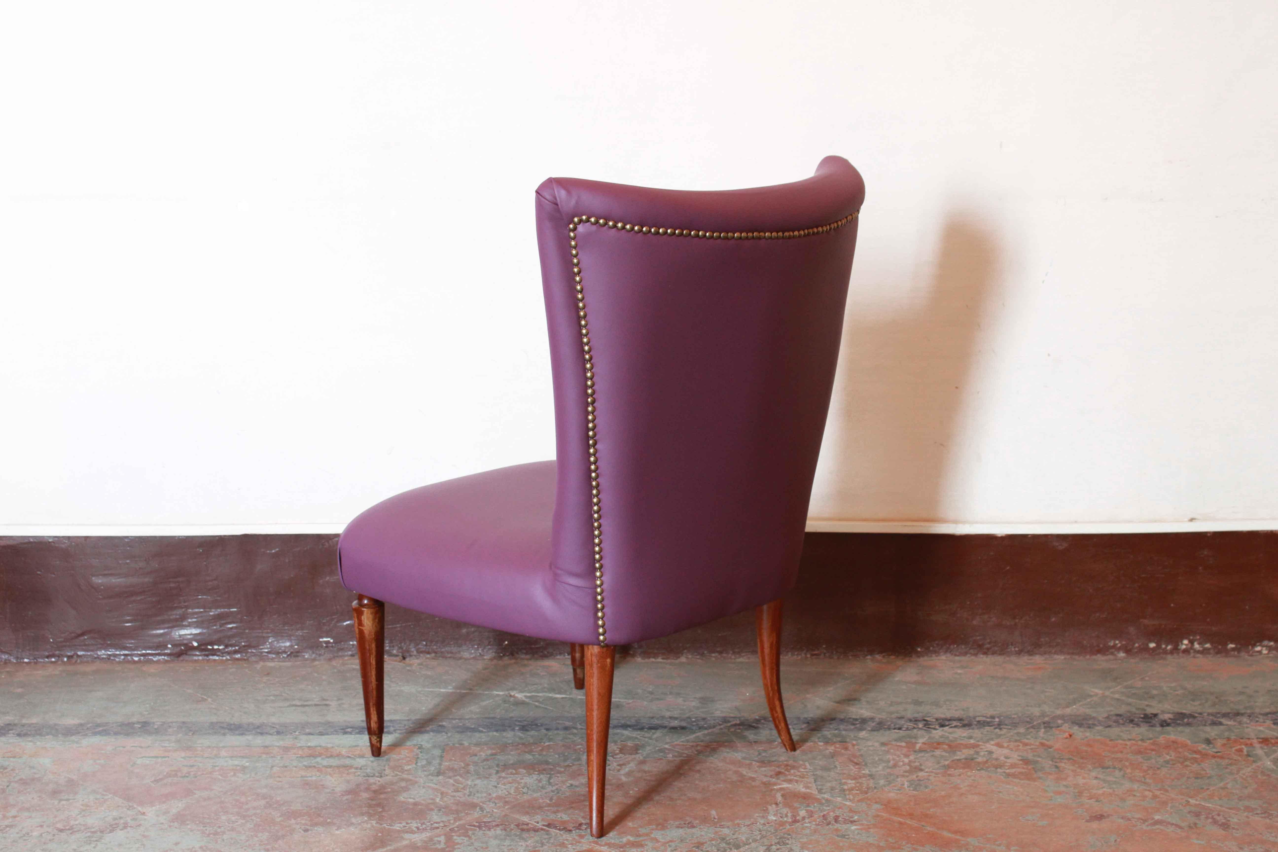 Mid-20th Century 1950s Italian vintage Chairs Restyled with Leatherette