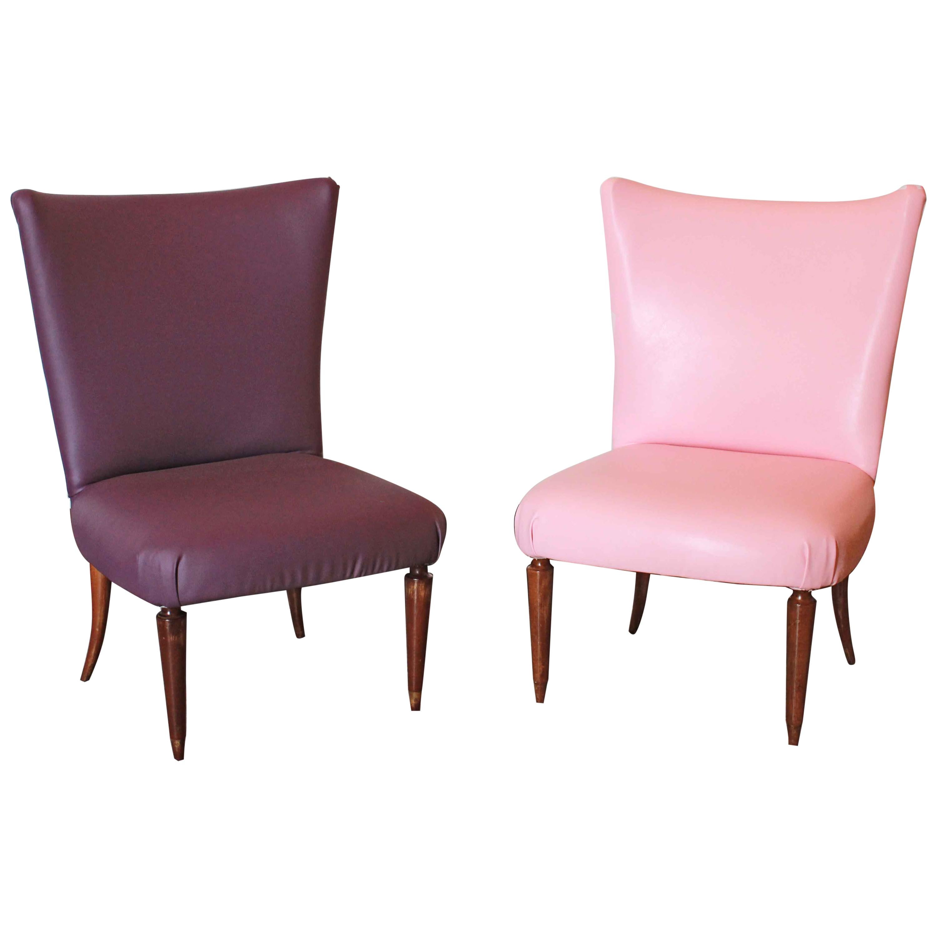1950s Italian vintage Chairs Restyled with Leatherette
