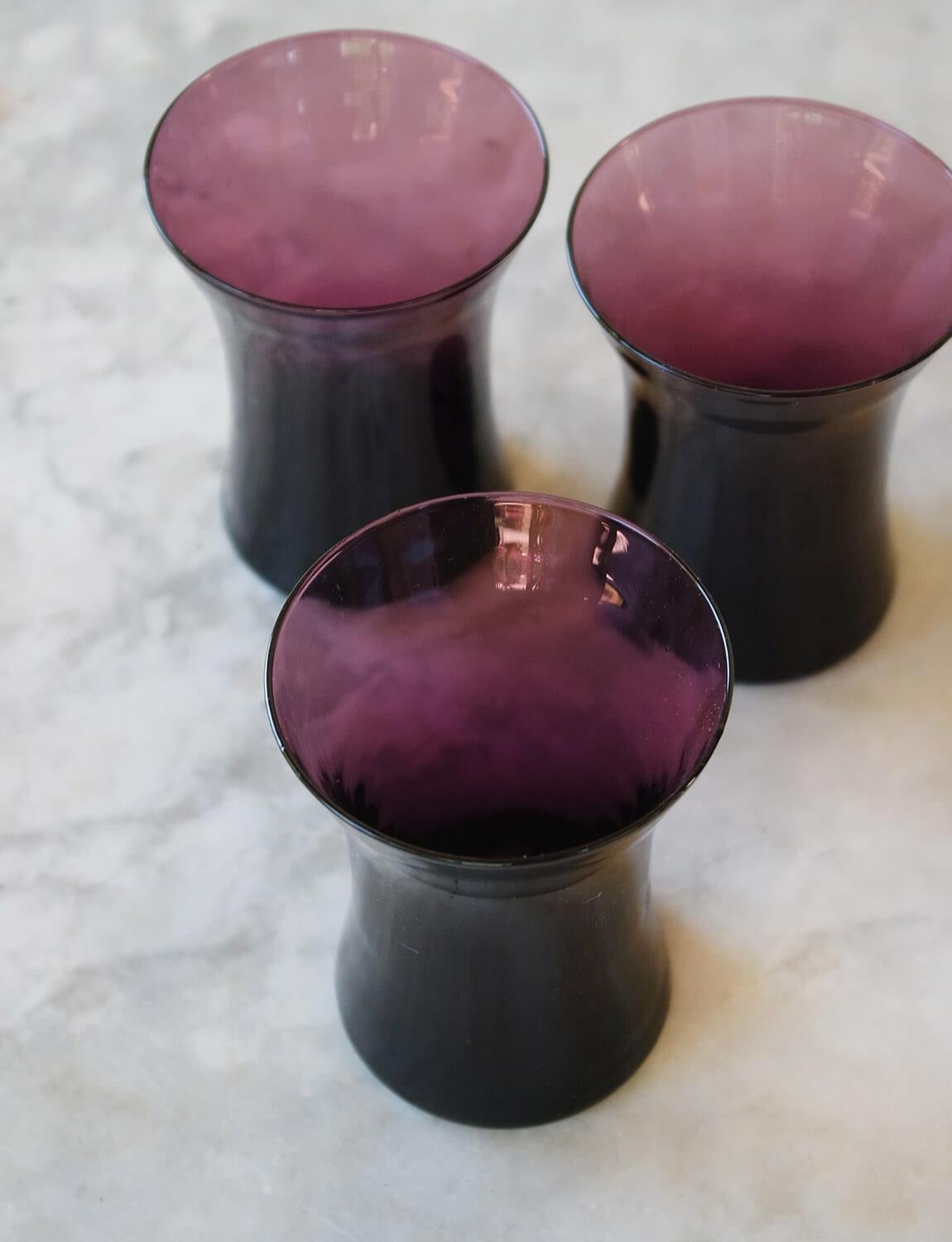 Mid-20th Century 1950s Italian Cranberry Hand-Blown Empoli Glass Jug and Glasses Set