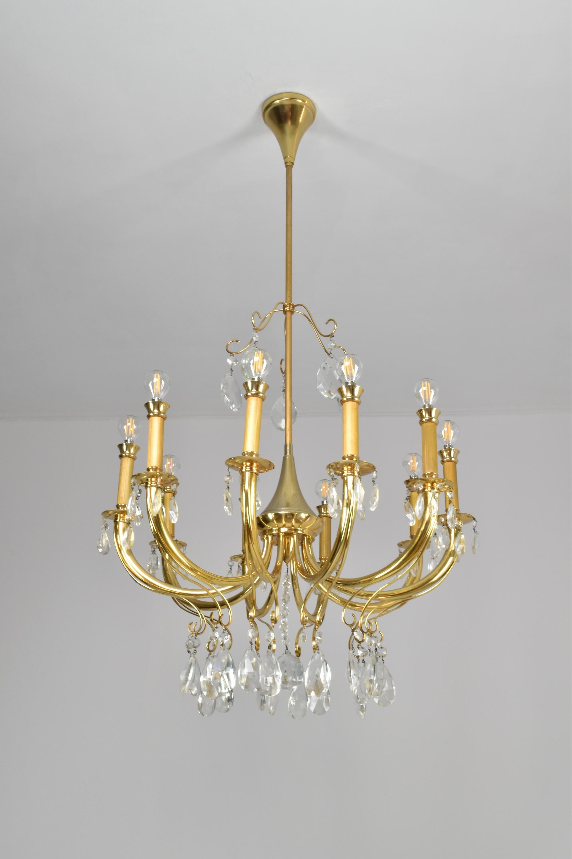 1950's Italian Crystal Chandelier by Oscar Tolasco for Lumi Milano In Good Condition For Sale In Paris, FR
